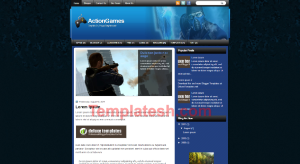 action games blogger template