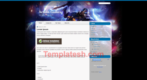action games blogger template