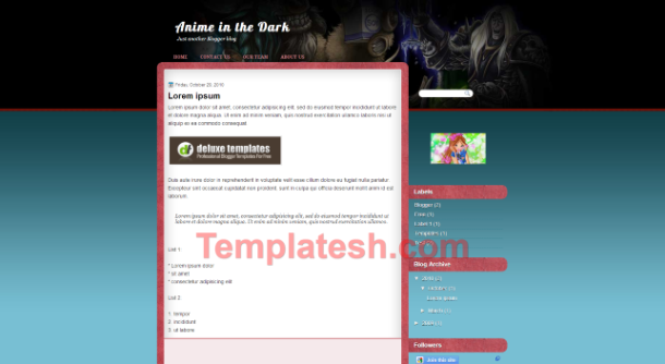 animie in the dark blogger template