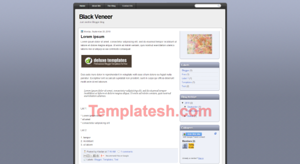 black veneer blogger template