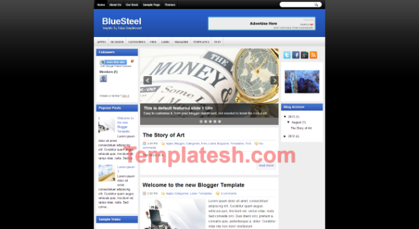blue steel blogger template