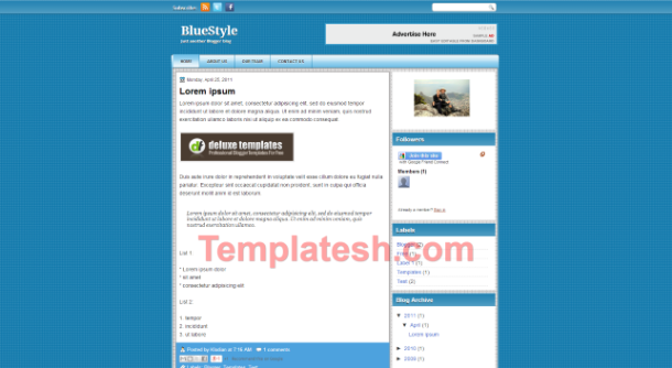 blue style blogger template