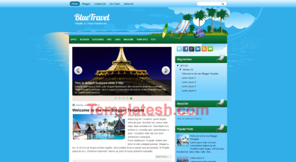 blue travel blogger template
