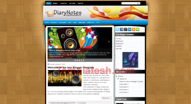 diary notes blogger template