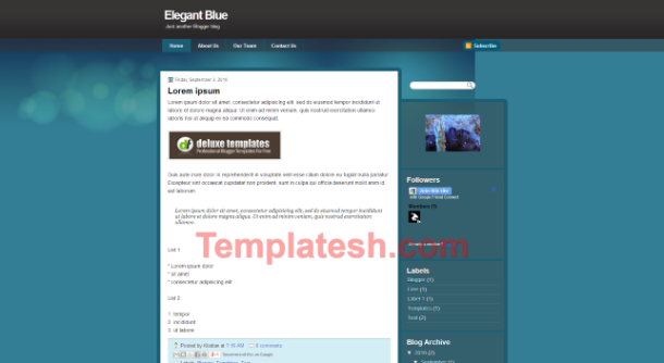 elegant blue blogger template