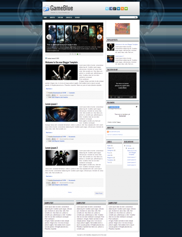 game blue blogger template