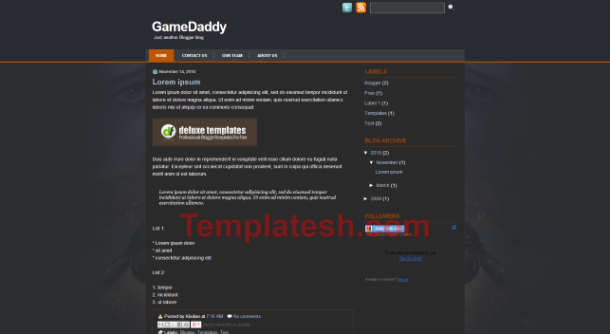 game daddy blogger template