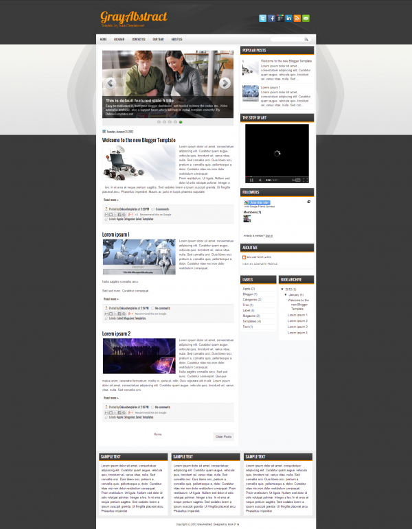 gray abstract blogger template