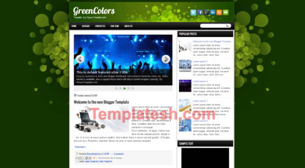 green colors blogger template