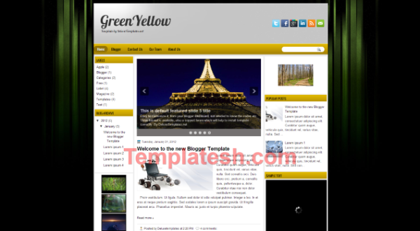 green yellow blogger template