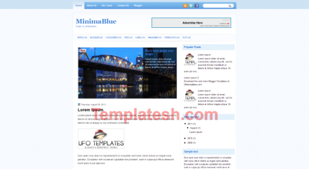 minimal blue blogger template
