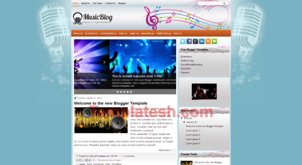 music blog blogger template
