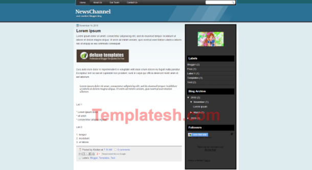 news channel blogger template