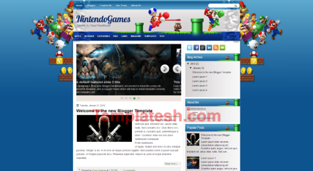 nintendo games blogger template