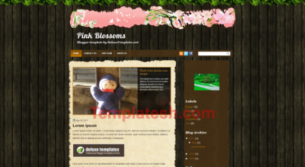 pink blossoms blogger template