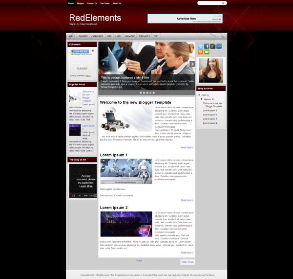 red elements blogger template