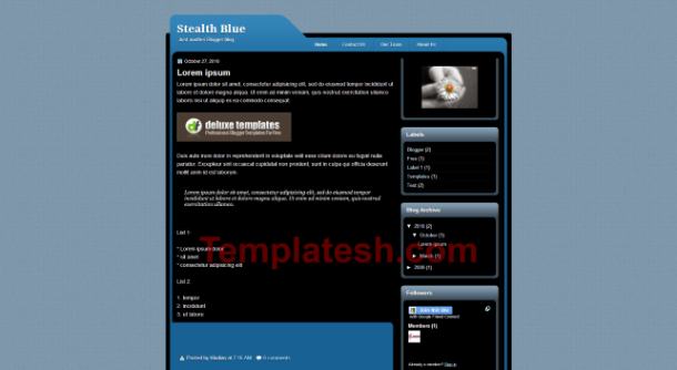 stealth blue blogger template