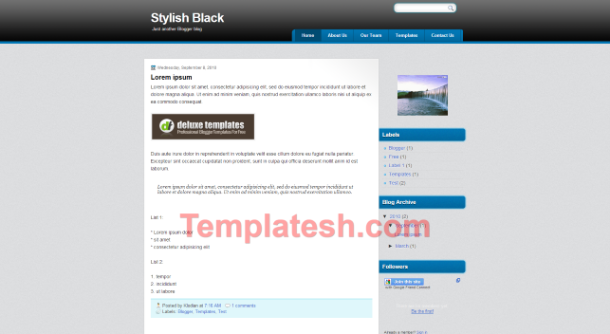 stylish black blogger template