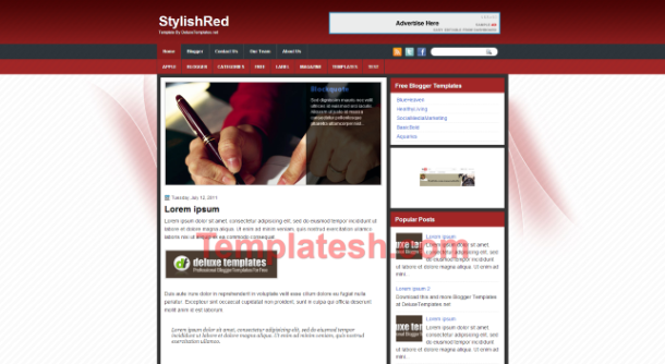 stylish red blogger template