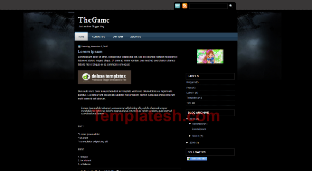 the game blogger template