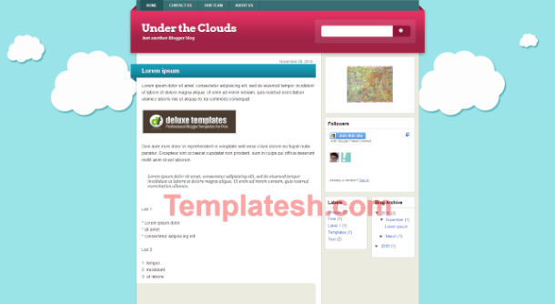 under the clouds blogger template