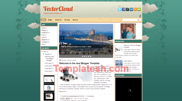 vector cloud blogger template