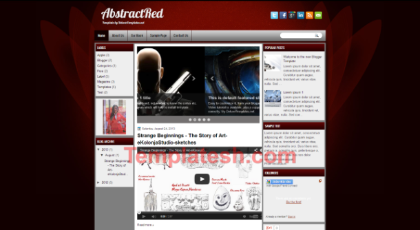 abstract red blogger template