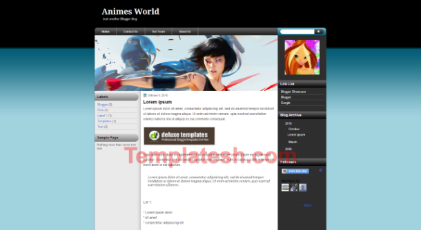 animes world blogger template