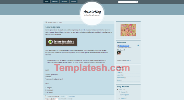 anisa blog blogger template