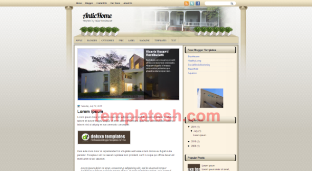 antic home blogger template