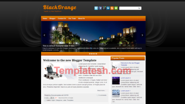 black and orange blogger template