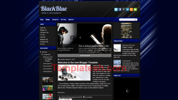 black blue blogger template