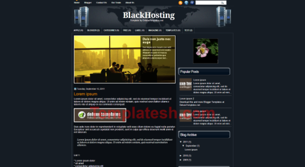 black hosting blogger template