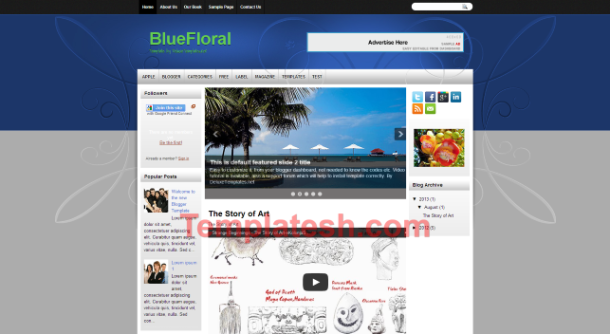 blue floral blogger template