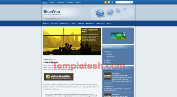 blue web blogger template