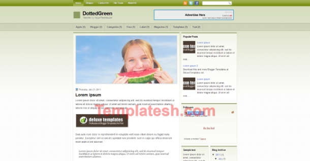 dotted green blogger template