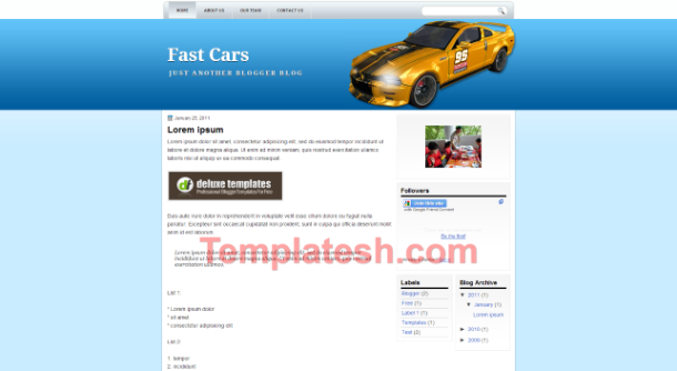 fast cars blogger template