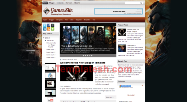 games site blogger template