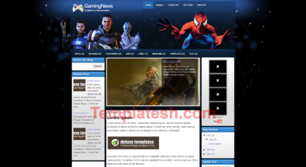 gaming news blogger template