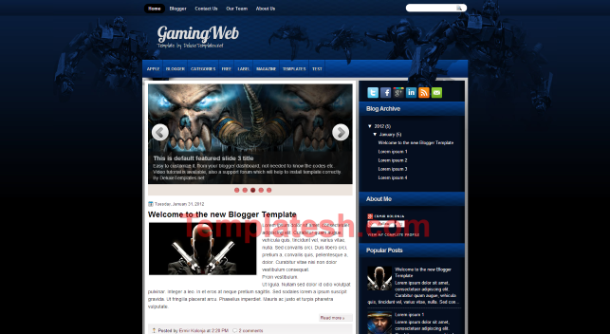 gaming web blogger template