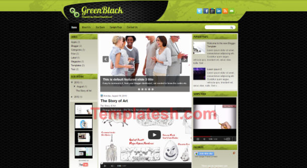green black blogger template