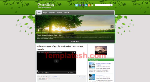 green blog blogger template