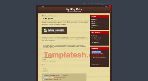my blog notes blogger template