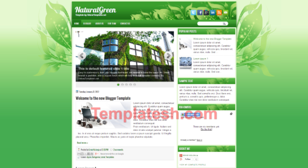 natural green blogger template