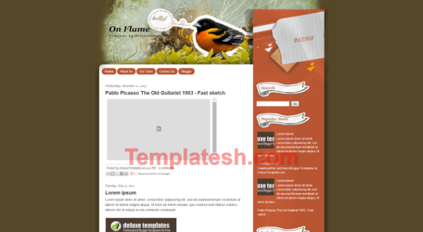 on flame blogger template