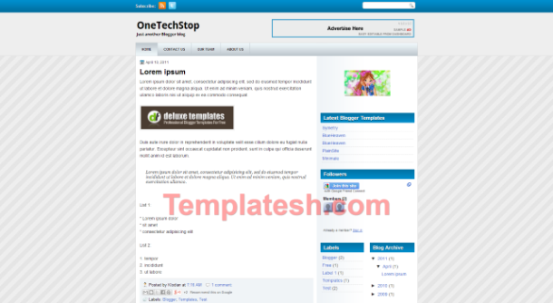 one tech stop blogger template