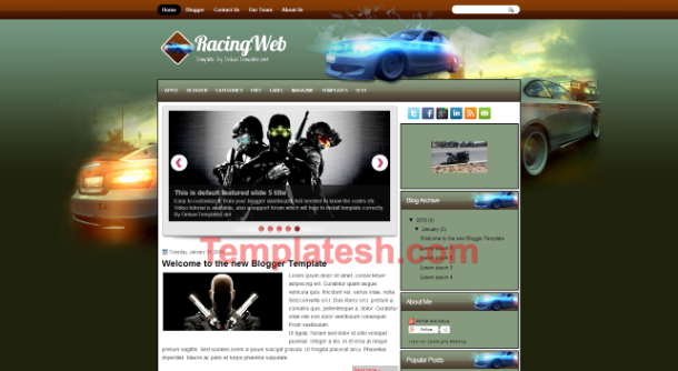 racing web blogger template