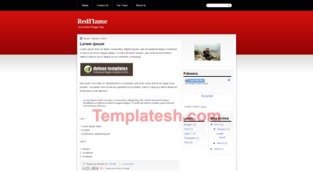 red flame blogger template