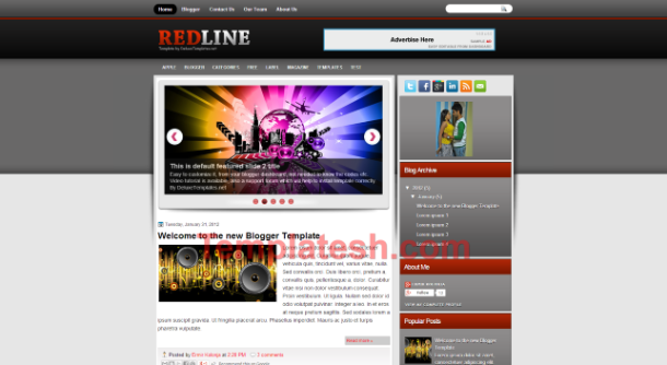 red line blogger template