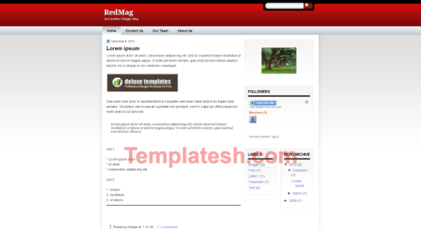 red mag blogger template